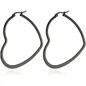 Cilla Jewels Dames oorringen Edelstaal Zwart hartje-30mm