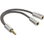 Hama Aluline Compact Adapter, 3.5 Mm Jack, Plug - 2X Socket,