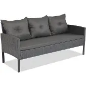 Garden Point Driezitsbank van kunststof rotan Bari Garden Point antraciet