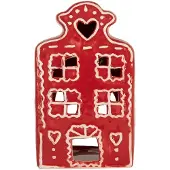 Clayre & Eef Waxinelichthouder Huis 8x7x13 cm Rood Keramiek