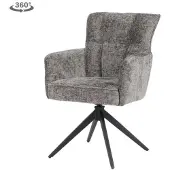 Tower Living Eetkamerstoel Bardi met armleuning draaibaar - Stof Haga 16 Charcoal