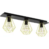 Eglo Tarbes 2, 3 lampen, E27 fitting, IP20, zwart, messing
