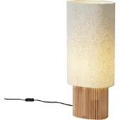 QAZQA Japandi tafellamp hout met linnen kap 70cm - Lamel