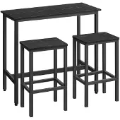 Vasagle Industrieel design bartafelset, Ebbenhout zwart + inktzwart