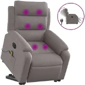 vidaXL Sta-op-massagestoel elektrisch verstelbaar stof taupe