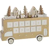 J-Line decoratie Bus Adventskalender - multiplex - goud/wit