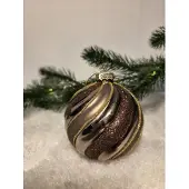 Countryfield Kerstbal Wavy bruin-Ø8cm-glas