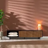 Bronx Tv-meubel Ray zwart/rustiek eiken 180 cm