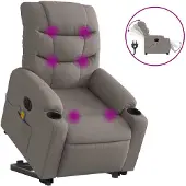 vidaXL Sta-op-massagestoel elektrisch verstelbaar stof taupe