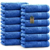 NatureMark Badstof gastendoekjes 12-pack 30x50cm, 100% katoen, koningsblauw