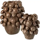 J-Line vaas Fungi - keramiek - bruin - large