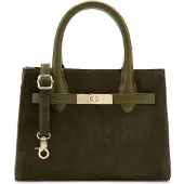 Manfield Olijfgroene suède handtas | Maat Onesize