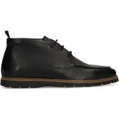 Manfield Zwarte leren veterschoenen | Maat 44