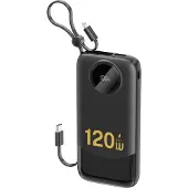 Dudao Powerbank K13 10000mAh met ingebouwde kabel - Zwart