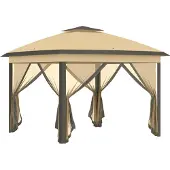 Outsunny paviljoen, 3,3 x 3,3 meter, waterafstotend, stabiel, wintervast, inklapbaar, beige
