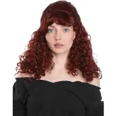 Maskworld Lange Pruik Roodbruin Gekruld Met Pony