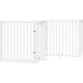 vidaXL Hondenhek inklapbaar 4 panelen 320 cm massief vurenhout wit