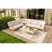 Van der Garde Tuinmeubelen Viento/Atlanta L-vorm loungeset links/rechts opstelbaar - Latte