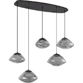QAZQA Design hanglamp zwart met smoke glas 5-lichts - Gus