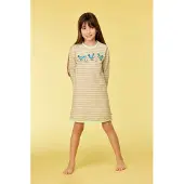 Woody slaapkleed meisjes/dames - groen/beige gestreept - duif - 252-10-DZF-Z/933 - maat 128