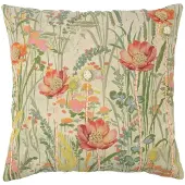Mars & More kussen geborduurd wilde bloemen roze klaproos 60x60cm