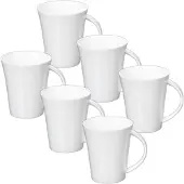 Wilmax - Porseleinen Mok – 380 ml – Set van 6 – Vaatwasser-, Magnetron- en Ovenbestendig – Klassiek Wit