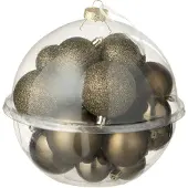J-Line kerstbal - kunststof - bruin - doos van 24