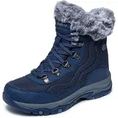 SKECHERS Veterlaarsjes 'Schnürstiefel Damen 167893 NVY Kunststoff (Synthetik) in blau' blauw