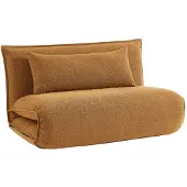 Sweeek Uitklapbare fauteuil boucléstof 2 plaatsen Mosterdgeel
