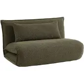 Sweeek Uitklapbare fauteuil boucléstof 2 plaatsen Kaki