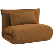 Sweeek Uitklapbare fauteuil boucléstof 1 plaats Mosterdgeel