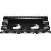 LEDVION – Trimless LED Inbouwspot Dubbelarmatuur 130x130mm – Zwart – Dimbaar – Kantelbaar – GU10 – IP20