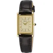 Seiko quartz bruin dames horloge met champagne wijzerplaat & leren band