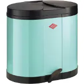 Wesco Eco-verzamelaar Prullenbak | 30 Liter | Duo Pedaalemmer (2x15 Liter) | Metaal - Mint | Afvalscheiding - Made in Germany
