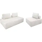 Sweeek Set van fauteuils voor modulaire bank 3 zitplaatsen bouclé Crème