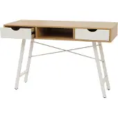 Mendler Bureau -E92, kantoortafel computertafel, 3D-structuur 120x60cm ~ naturelbruin wit