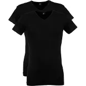 Alan red Oklahoma Body Fit T-Shirt V-hals Dubbel pak zwart, Effen
