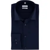 Seidensticker Shaped Overhemd donkerblauw, Effen