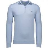 Gant katoenen half zip trui effen lichtblauw normale fit