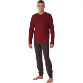 Schiesser Pyjama Long terracotta brown 180269 48/S