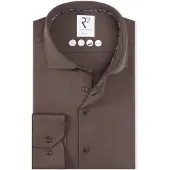 R2 Amsterdam Modern Fit Overhemd ML6 (vanaf 68 CM) bruin