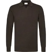 Profuomo polo lange mouw bruin v-hals