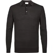 Profuomo polo lange mouw bruin gemeleerd 100% wol