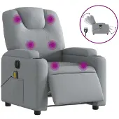 vidaXL Massagestoel elektrisch verstelbaar stof lichtgrijs
