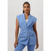 Access Dames Blazers Double-breasted Waistcoat With Belt - Blauw - Maat 40