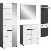Furnilux Canu kledingkastcombinatie wit NB Basaltgrijs NB - 37x220x190cm