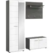 Furnilux Salsa garderobekastcombinatie wit hoogglans MDF TZ rookzilver NB - 37x155x192cm