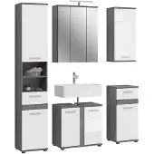 Furnilux Blake badkamercombinatie hoogglans mdf tz rookzilver nb