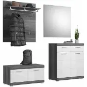 Furnilux Scout garderobekastcombinatie wit hoogglans MDF TZ rookzilver NB - 40x195x197cm