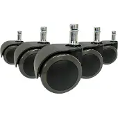 Hjh OFFICE 5x ROLO EASY 11mm/50mm Harde bodem - Bureaustoelwielen Zwart